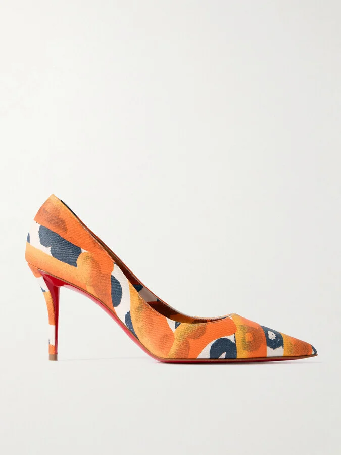 Christian Louboutin - Miss Z 80 Printed Faille Pumps - Orange