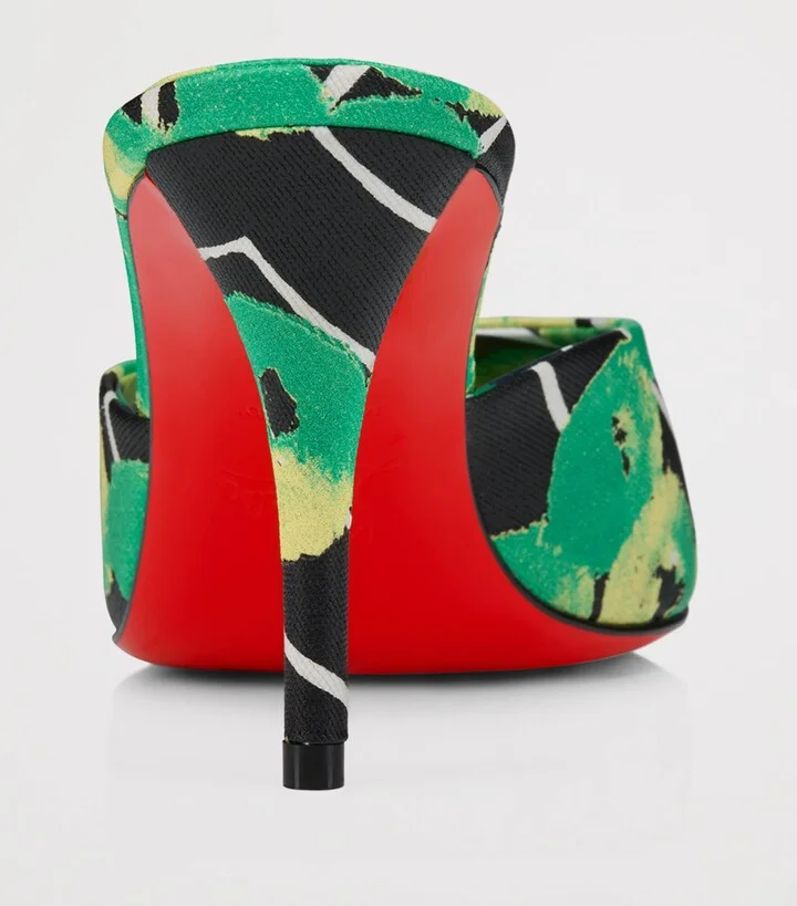 Christian Louboutin Miss Z Cotton Abstract Print Mules 80 - Image 5