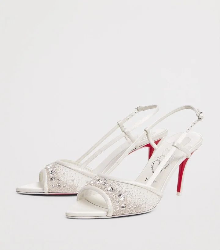 Christian Louboutin Miss Z Embellished Slingback Sandals 80 - Image 3