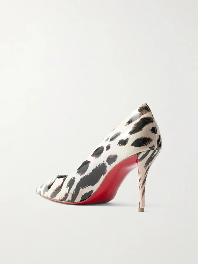 Christian Louboutin - Miss Z Gigi 80 Leopard-print Patent-leather Point-toe Pumps - Animal print - Image 3