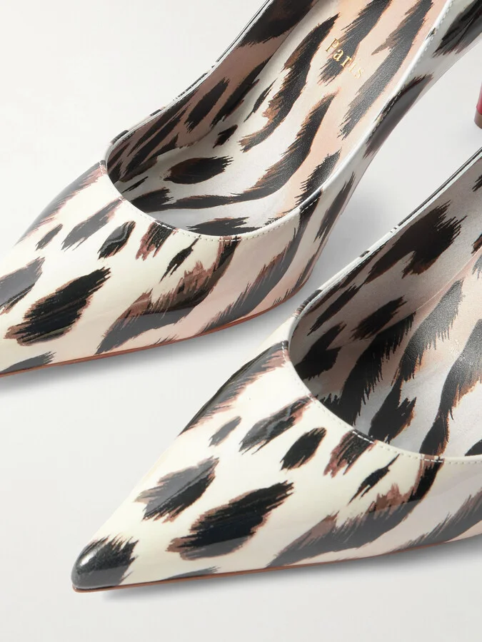 Christian Louboutin - Miss Z Gigi 80 Leopard-print Patent-leather Point-toe Pumps - Animal print - Image 4
