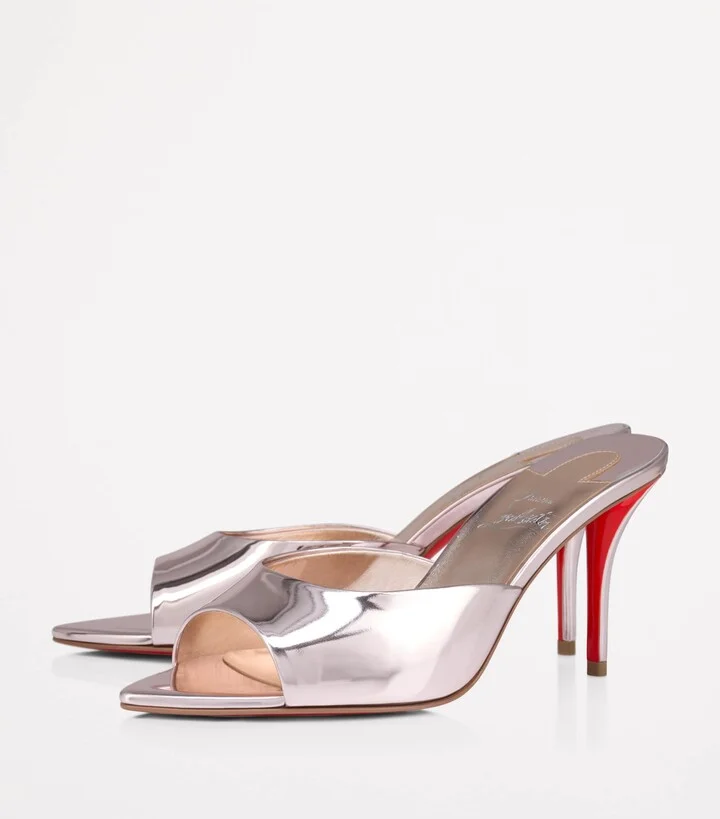 Christian Louboutin Miss Z Metallic Calf Leather Mules 80 - Image 2
