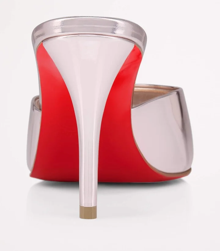 Christian Louboutin Miss Z Metallic Calf Leather Mules 80 - Image 4