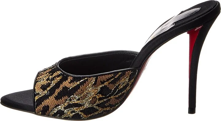 Christian Louboutin Miss Z Ocelot 100 Satin Mule - Image 2
