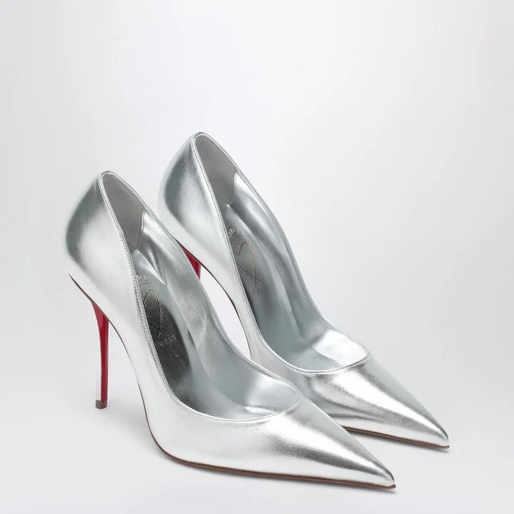 Christian Louboutin Miss Z Pumps In Silver Laminated Nappa - Image 2