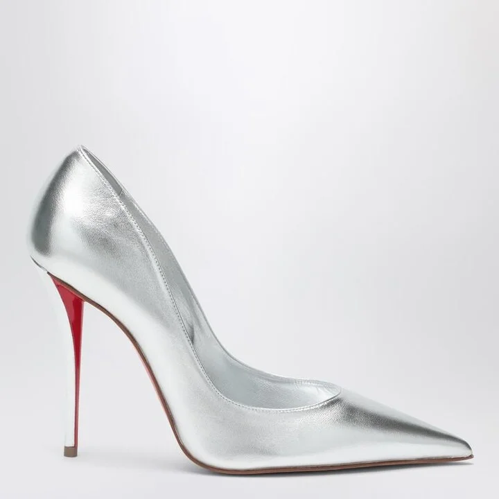 Christian Louboutin Miss Z Pumps In Silver Laminated Nappa