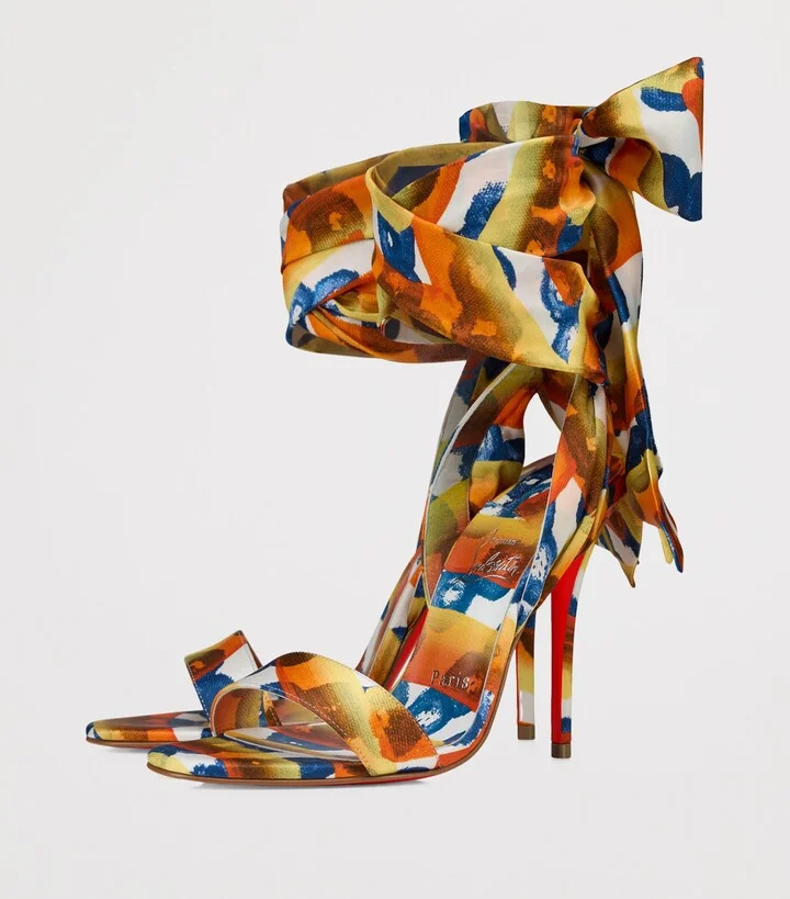 Christian Louboutin Miss Z Sandale du Désert Silk Sandals 100 - Image 3