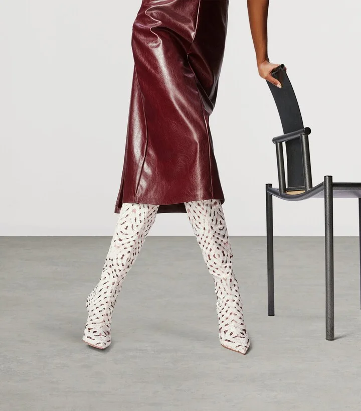 Christian Louboutin Miss Z Silk Embellished Knee-High Boots 100 - Image 2