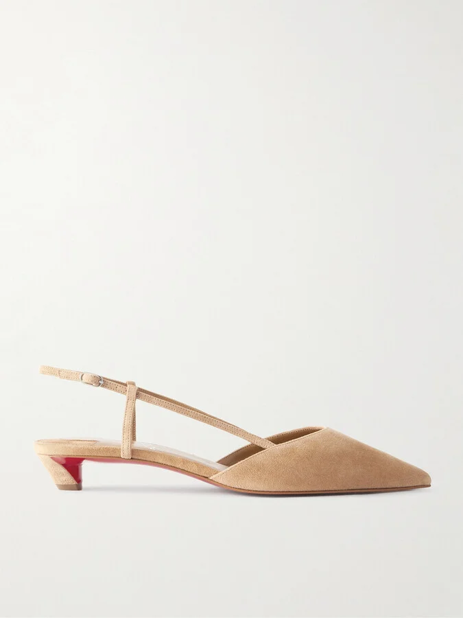 Christian Louboutin - Miss Z Slingina 25 Suede Slingback Pumps - Neutrals