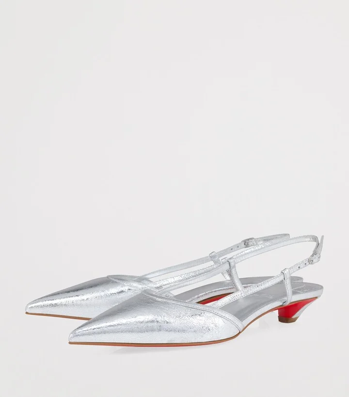 Christian Louboutin Miss Z Slingina Metallic Leather Pumps 25 - Image 2