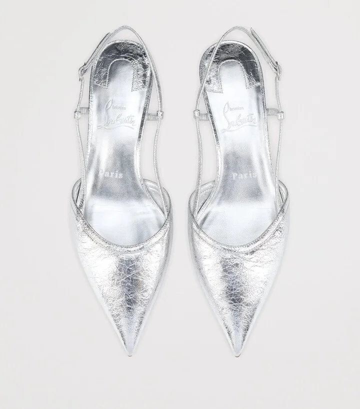 Christian Louboutin Miss Z Slingina Metallic Leather Pumps 25 - Image 4