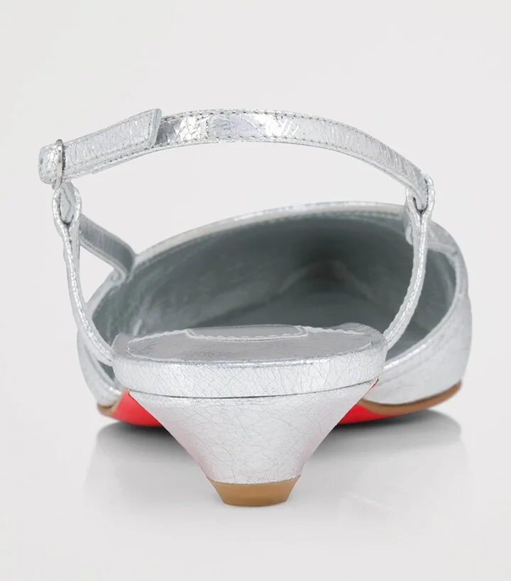 Christian Louboutin Miss Z Slingina Metallic Leather Pumps 25 - Image 6