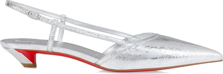 Christian Louboutin Miss Z Slingina Metallic Leather Pumps 25