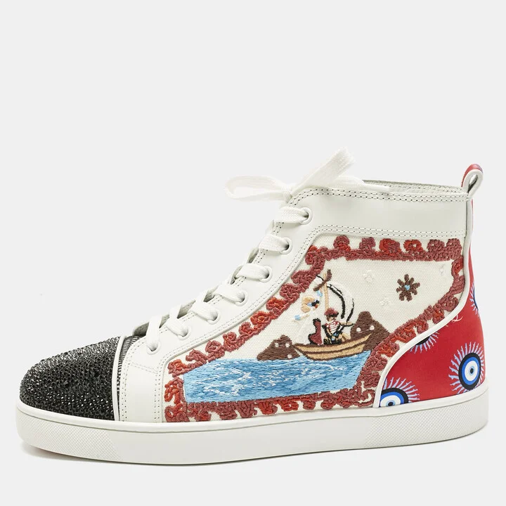 Christian Louboutin Multicolor Canvas and Leather No Limit Greek Sneakers Size 41