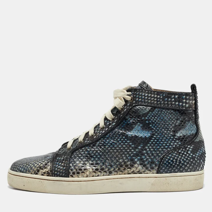 Christian Louboutin Multicolor Python Louis High Top Sneakers Size 43.5