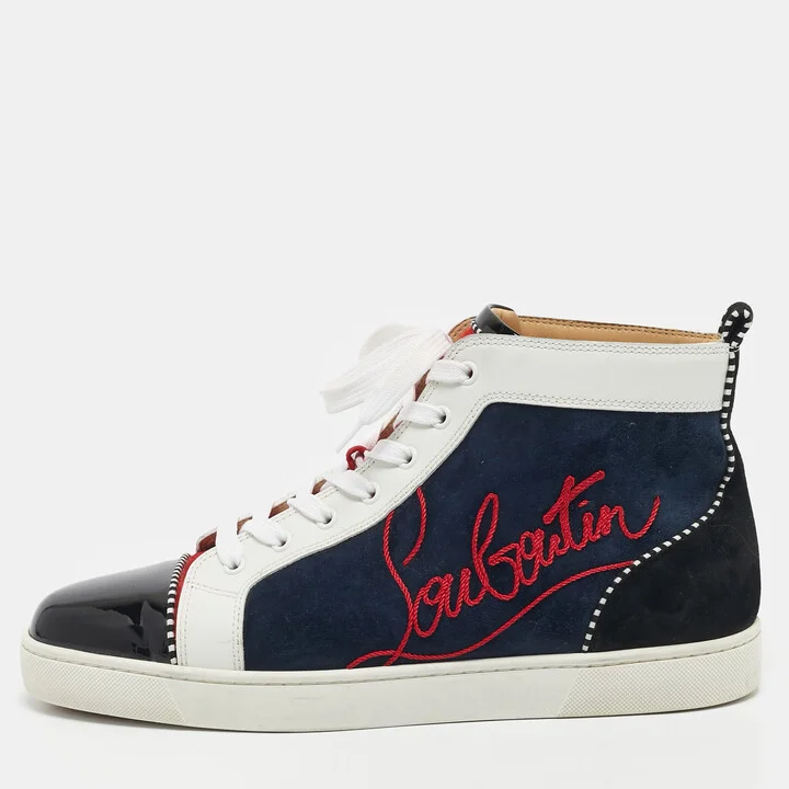 Christian Louboutin Multicolor Suede and Leather Louis High Top Sneakers Size 45