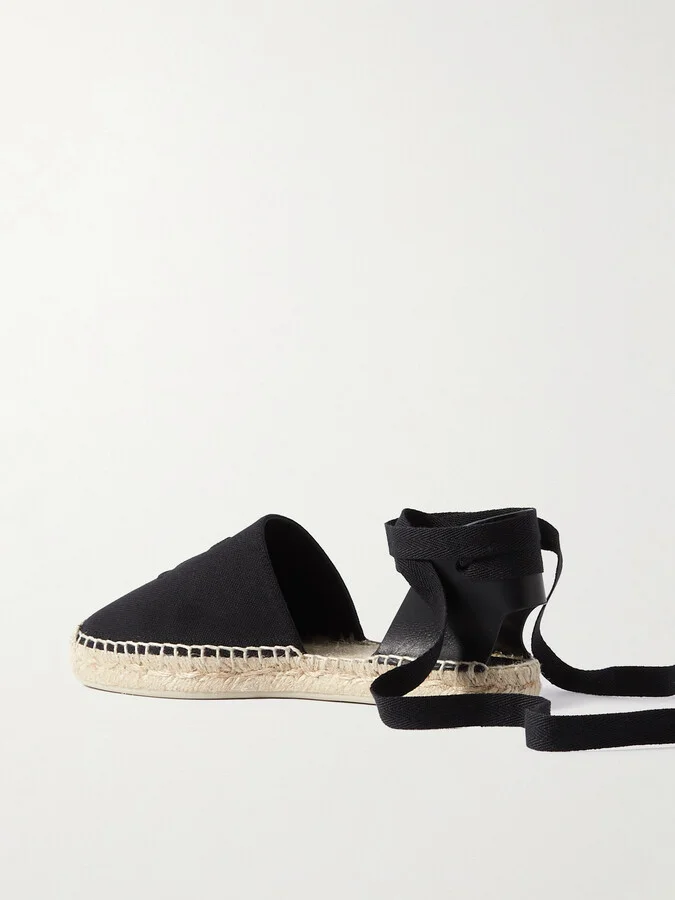 Christian Louboutin - Nanou Lace Leather-trimmed Canvas Espadrilles - Black - Image 3