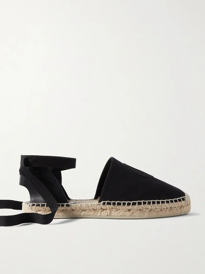 Christian Louboutin - Nanou Lace Leather-trimmed Canvas Espadrilles - Black