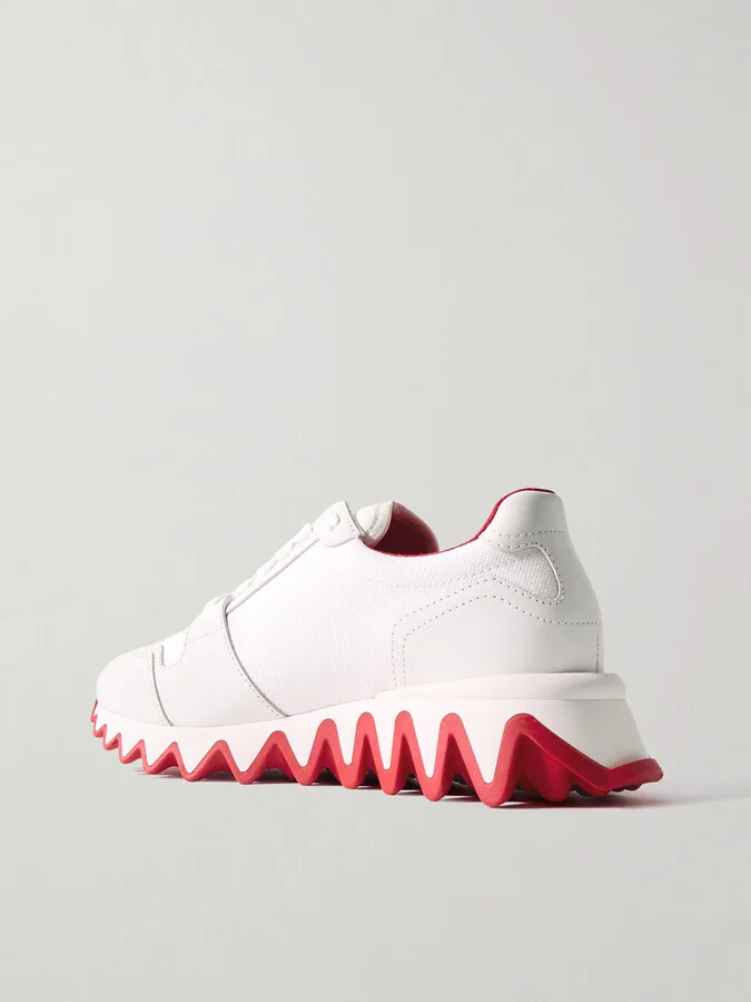 Christian Louboutin - Nastroshark Embroidered Grosgrain-trimmed Canvas And Leather Sneakers - White - Image 3