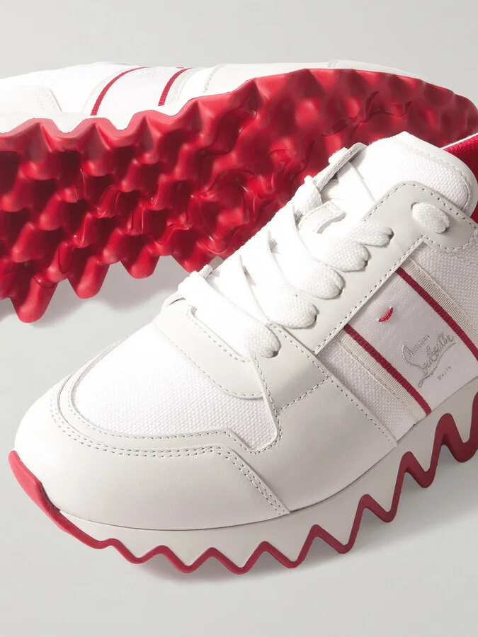 Christian Louboutin - Nastroshark Embroidered Grosgrain-trimmed Canvas And Leather Sneakers - White - Image 4