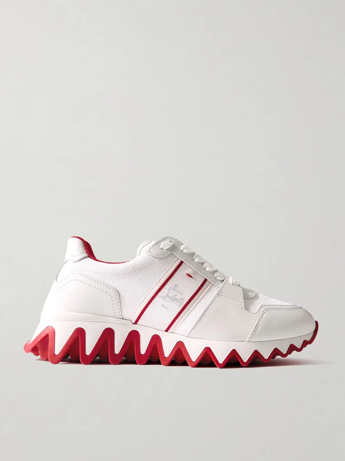 Christian Louboutin - Nastroshark Embroidered Grosgrain-trimmed Canvas And Leather Sneakers - White