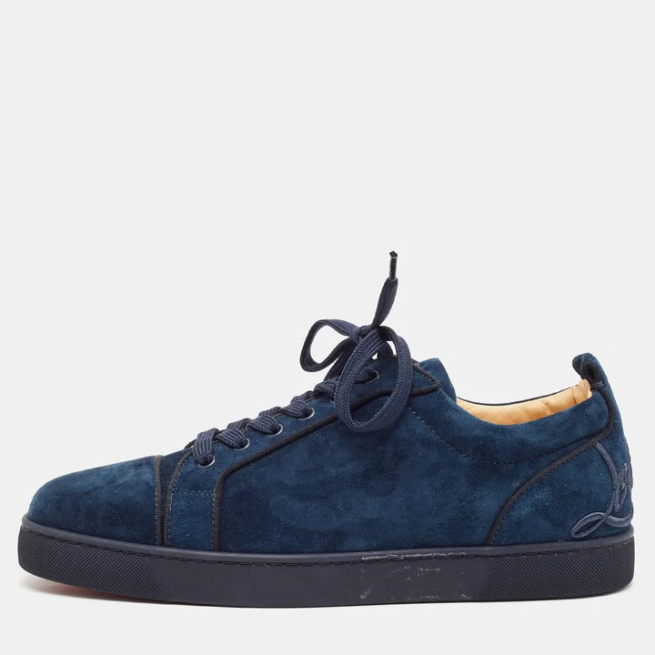 Christian Louboutin Navy Blue Suede Fun Louis Junior Sneakers Size 43.5