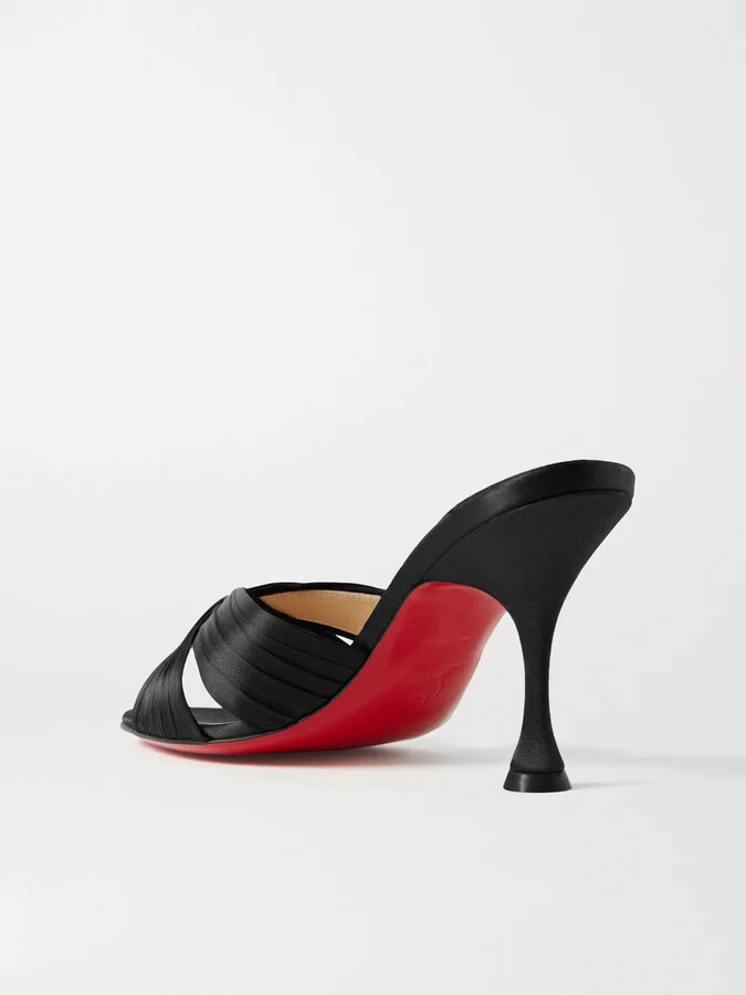 Christian Louboutin - Nicol Is Back 85 Satin Mules - Black - Image 3