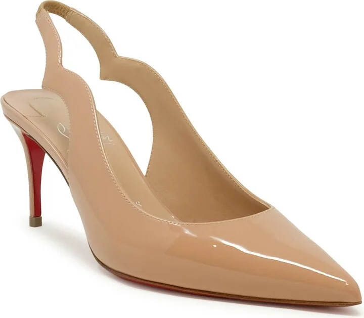 Christian Louboutin Nude Patent Hot Chick Sling 70 Pumps - Image 2