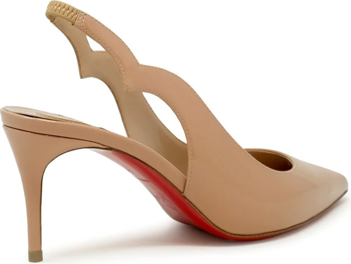 Christian Louboutin Nude Patent Hot Chick Sling 70 Pumps - Image 3