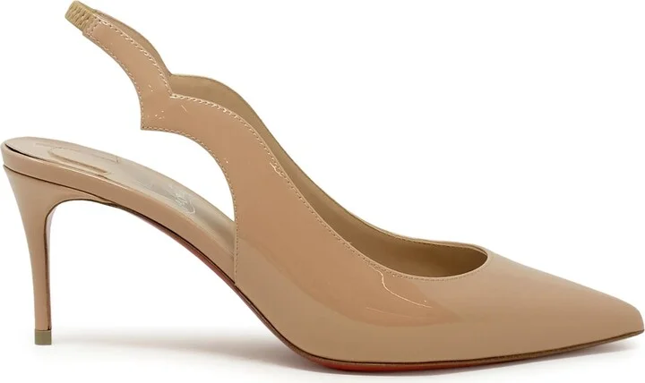 Christian Louboutin Nude Patent Hot Chick Sling 70 Pumps