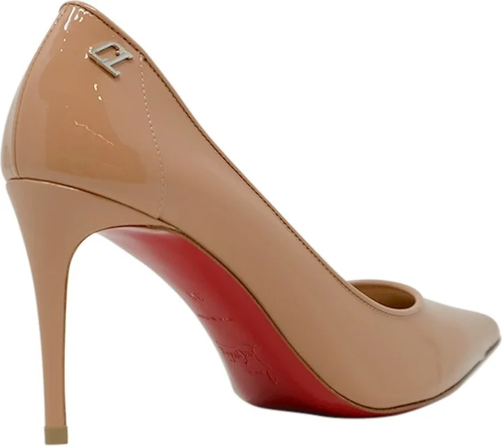 Christian Louboutin Nude Patent Leather Sporty Kate 85 Pumps - Image 3