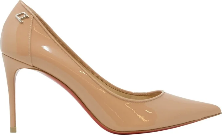 Christian Louboutin Nude Patent Leather Sporty Kate 85 Pumps