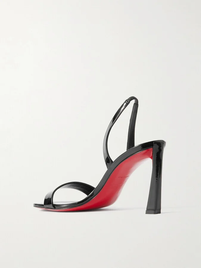 Christian Louboutin - O Condora 85 Patent-leather Slingback Sandals - Black - Image 3