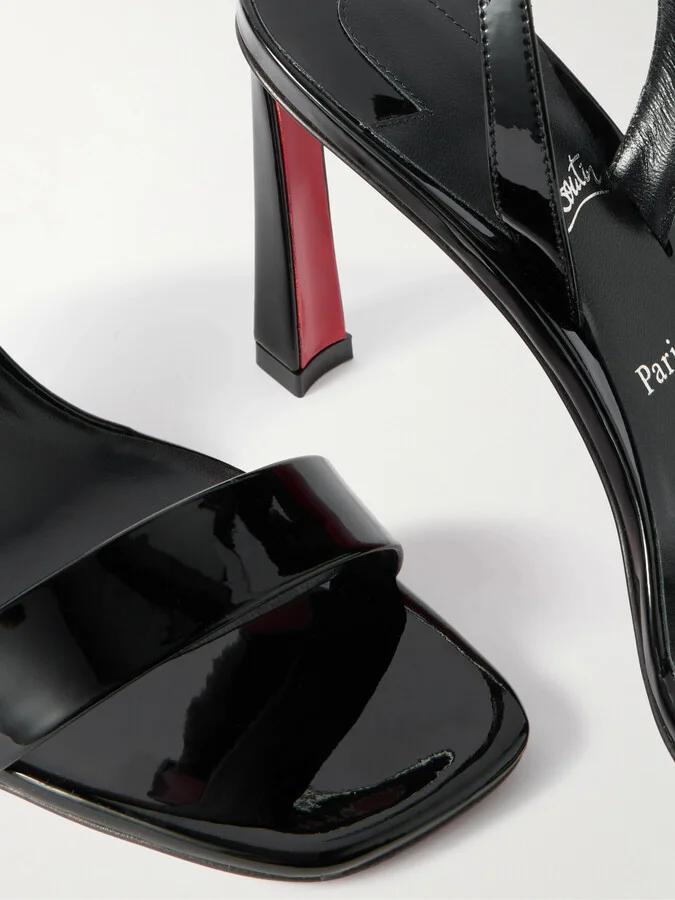 Christian Louboutin - O Condora 85 Patent-leather Slingback Sandals - Black - Image 4