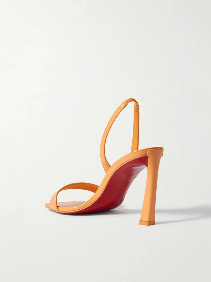 Christian Louboutin - O Condora 85 Patent-leather Slingback Sandals - Orange - Image 3