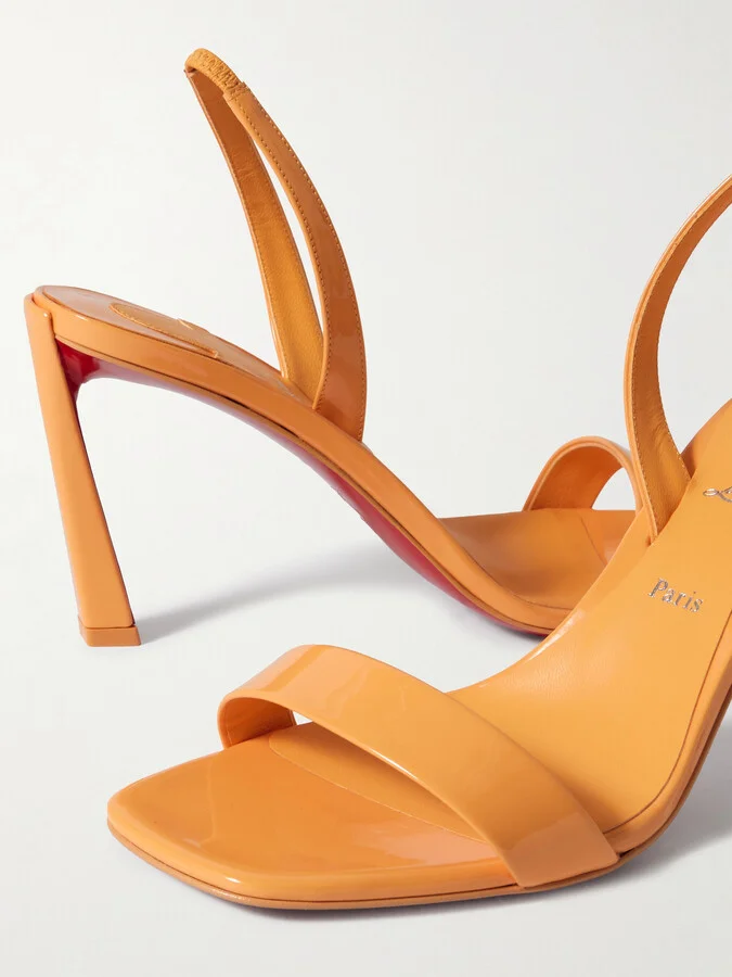 Christian Louboutin - O Condora 85 Patent-leather Slingback Sandals - Orange - Image 4
