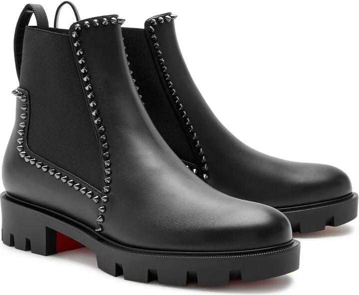 Christian Louboutin Out Lina Spike Leather Ankle Boots - Image 2