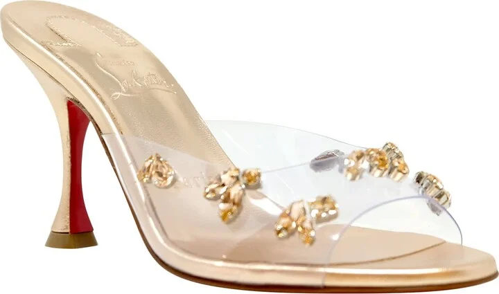 Christian Louboutin Peach Nappa Pvc Degraqueen 85 Sandals - Image 2