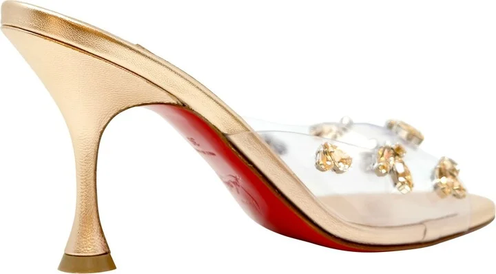 Christian Louboutin Peach Nappa Pvc Degraqueen 85 Sandals - Image 3