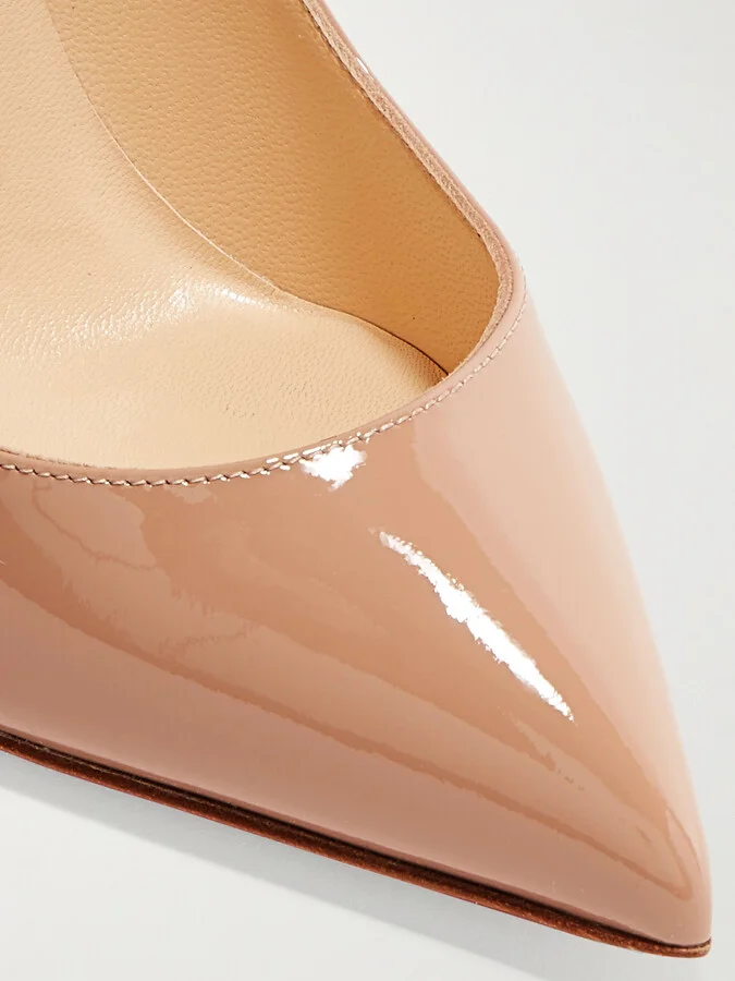 Christian Louboutin - Pigalle Follies 100 Patent-leather Pumps - Neutrals - Image 5