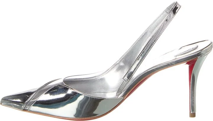 Christian Louboutin Posticha 80 Leather & Vinyl Slingback Pump - Image 2