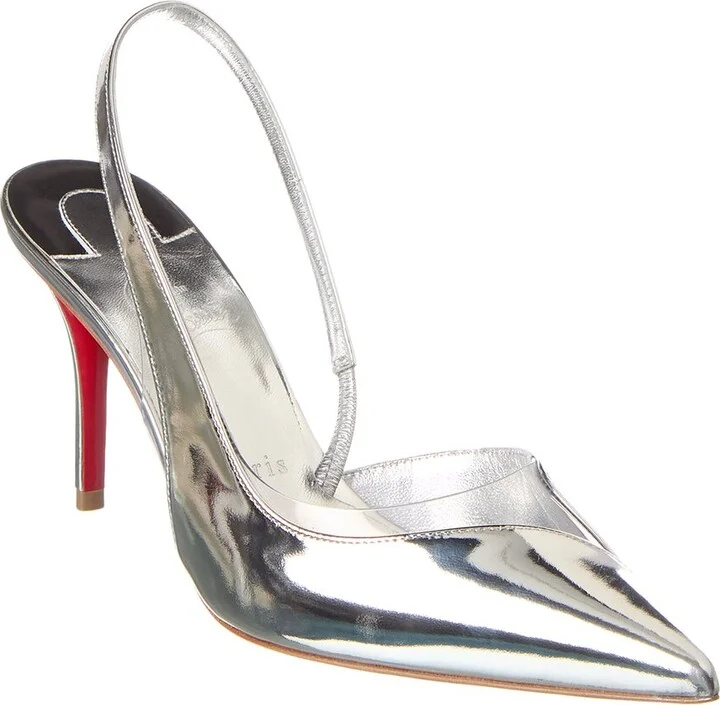 Christian Louboutin Posticha 80 Leather & Vinyl Slingback Pump