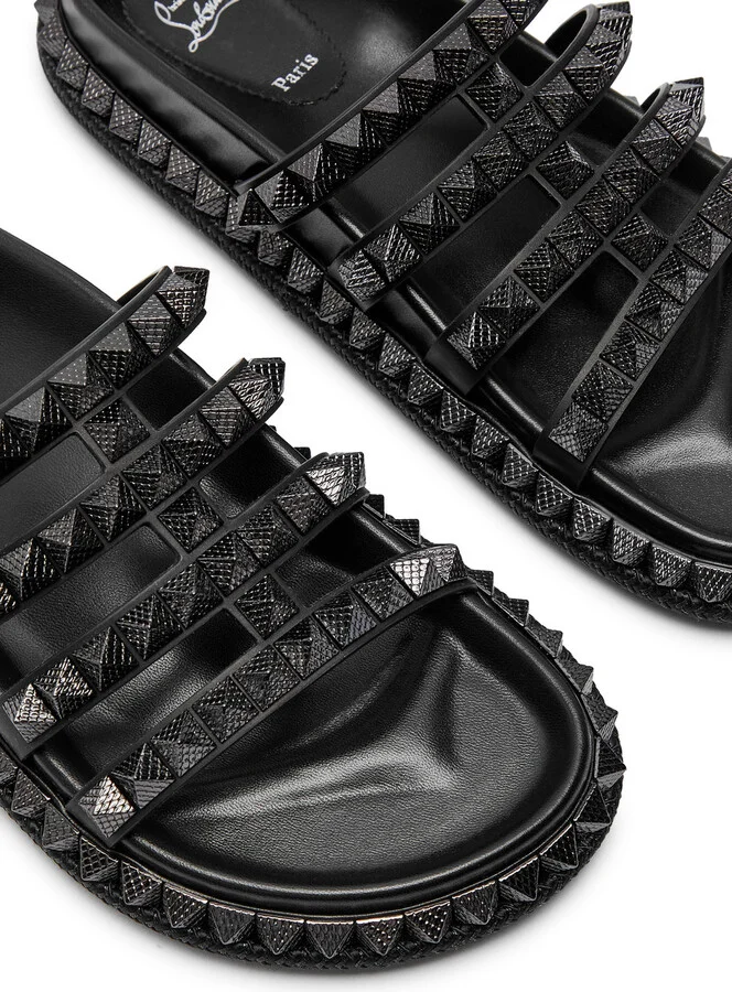 Christian Louboutin Pyra Hallulila Stud-embellished Leather Sliders - Image 3