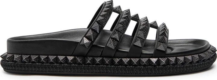 Christian Louboutin Pyra Hallulila Stud-embellished Leather Sliders