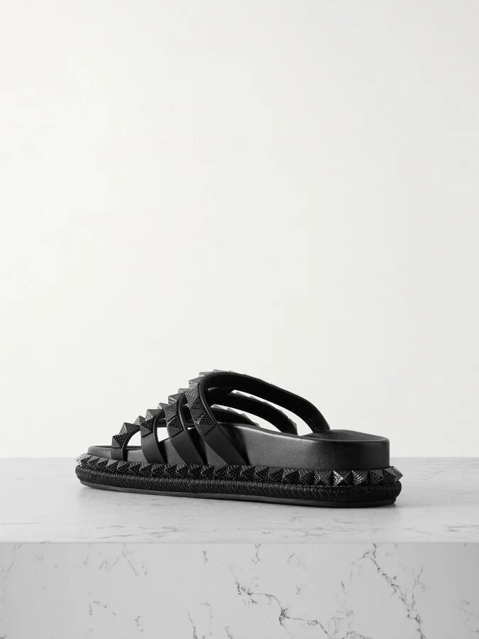 Christian Louboutin - Pyra Hallulila Studded Leather Sandals - Black - Image 3