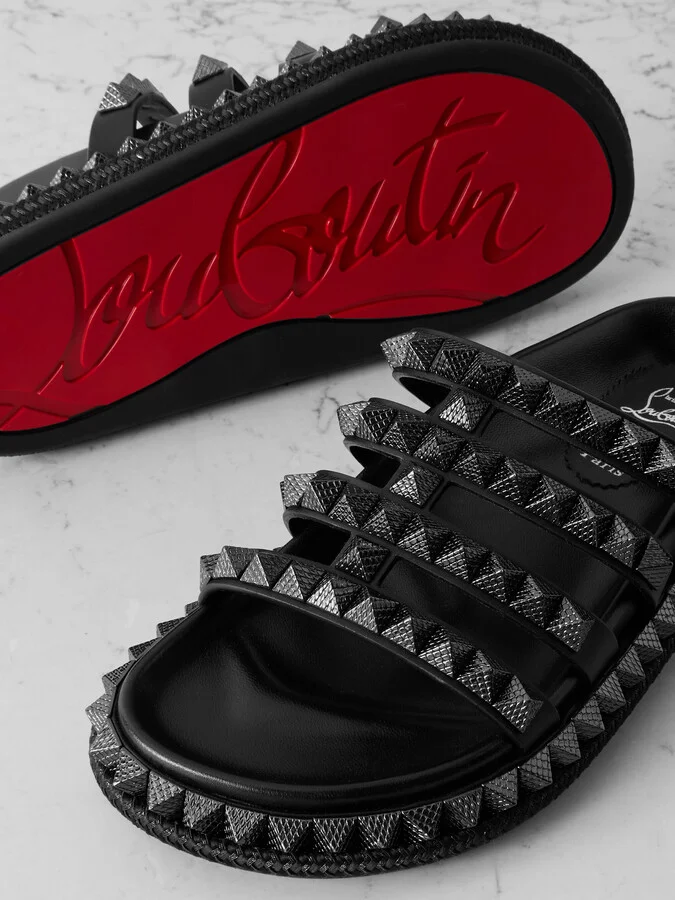 Christian Louboutin - Pyra Hallulila Studded Leather Sandals - Black - Image 4