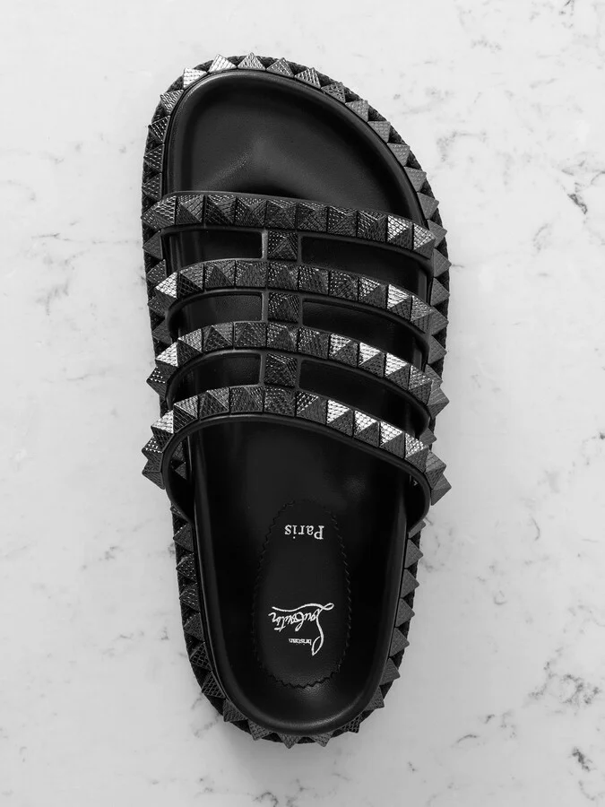Christian Louboutin - Pyra Hallulila Studded Leather Sandals - Black - Image 5