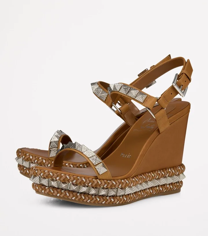 Christian Louboutin Pyraclou Embellished Wedge Sandals 110 - Image 2