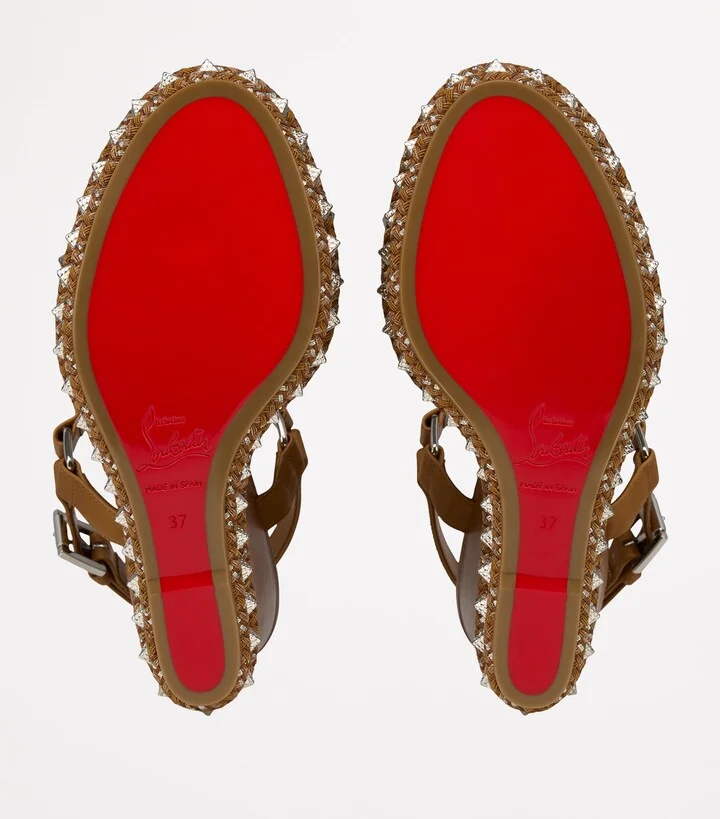 Christian Louboutin Pyraclou Embellished Wedge Sandals 110 - Image 4