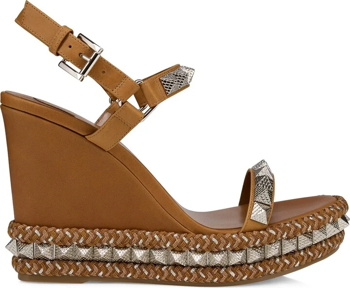Christian Louboutin Pyraclou Embellished Wedge Sandals 110